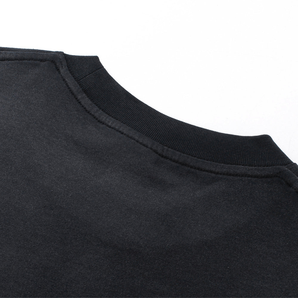 Anime Graphic Print Oversized T-Shirt Summer Streetwear Vintage T Shirt Men Fashion Cotton Top Tee Washed Black Tshirt