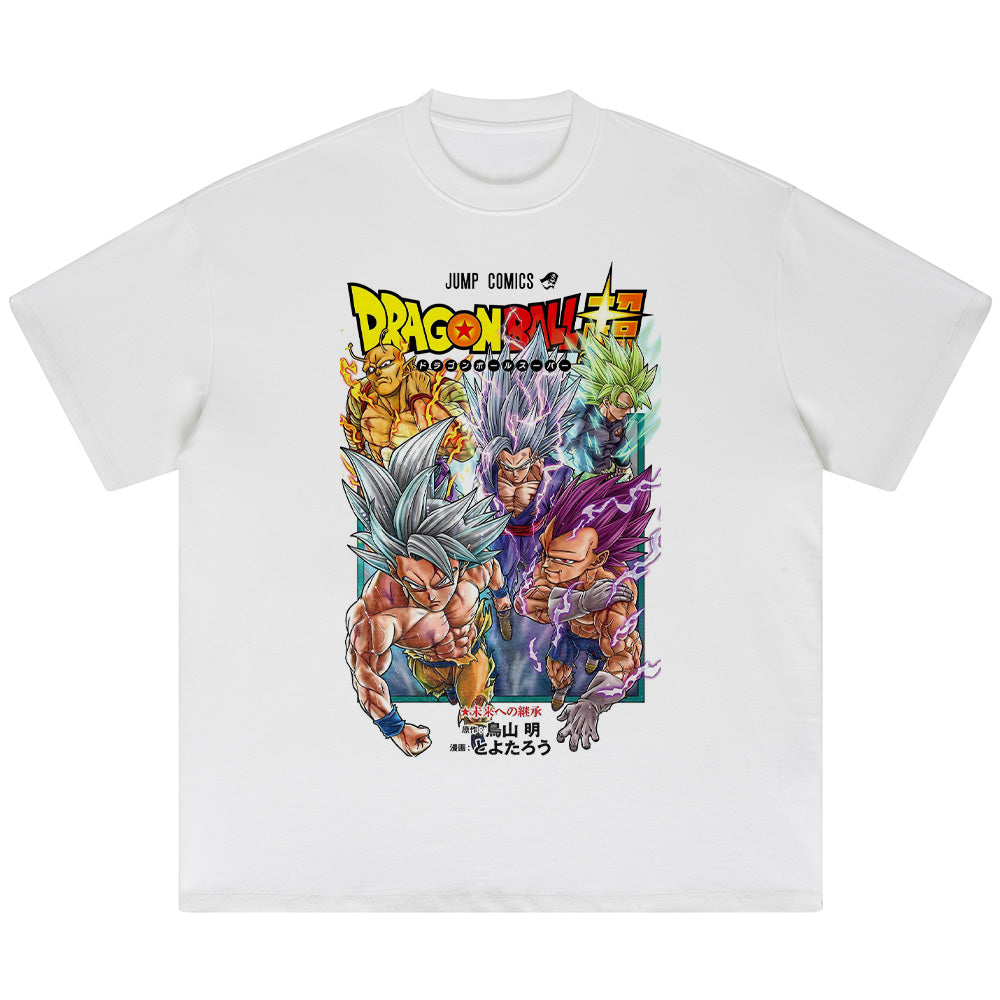 Men's T-shirt Vintage 90s Anime DTG Pattern T shirt Summer 100% Cotton 305GSM Short Sleeve Oversize Unisex White