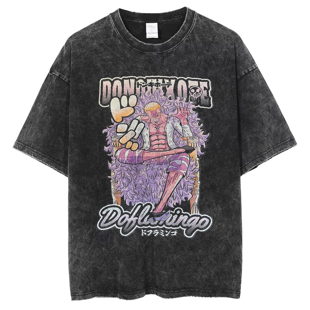 Hip Hop Streetwear Men Washed T Shirt Anime DTG Print Oversize T Shirt Harajuku 250GSM Cotton Summer Short Sleeve Tshirt