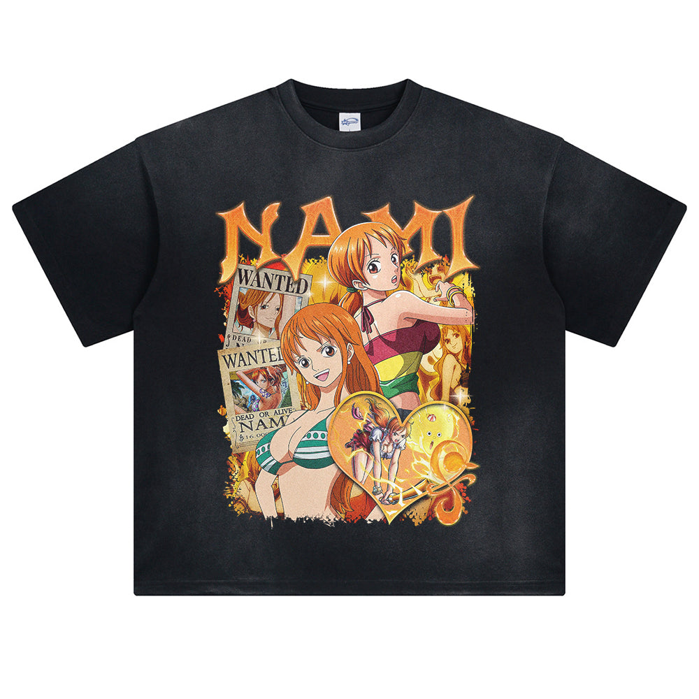 Men Washed Vintage T-Shirt Fashion Summer Anime Graphic Print T Shirt Cotton Oversize Gym Tee Unisex