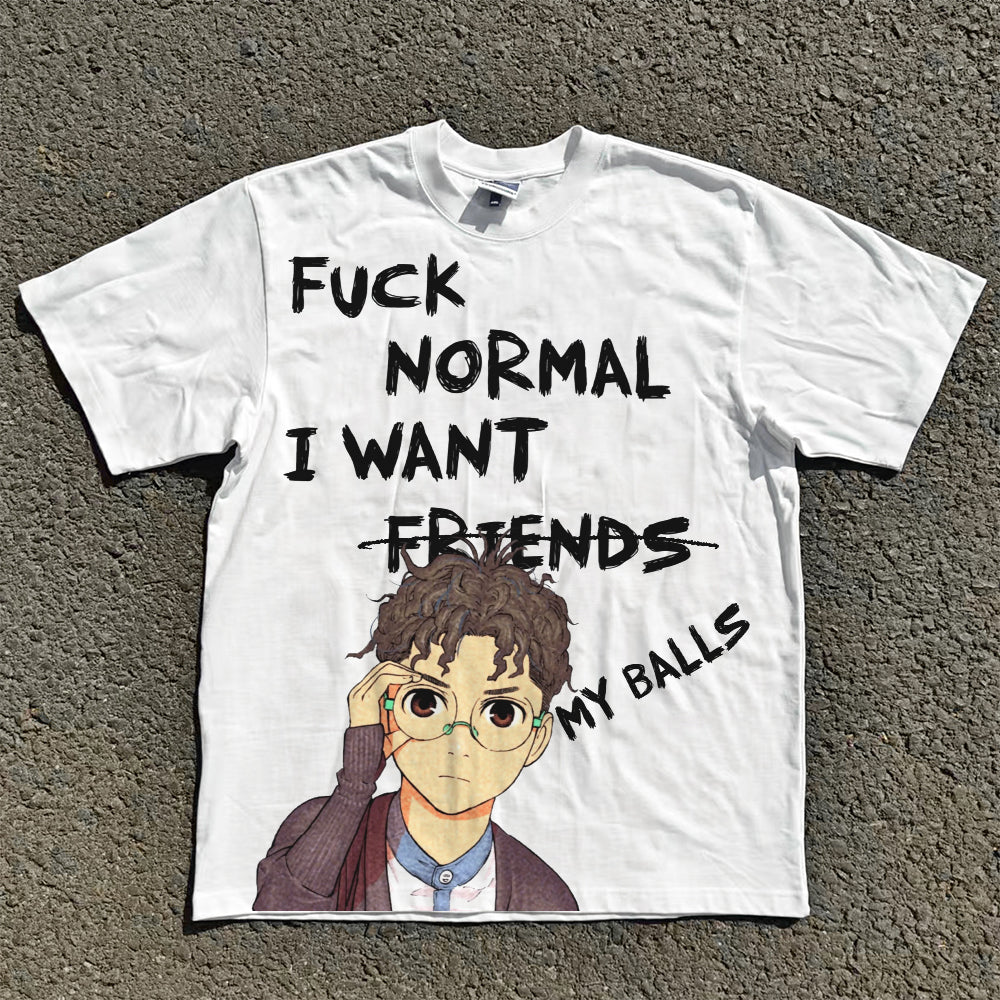 Dan Da Dan Vintage T-shirt Anime Big Printed Pattern Cotton For Men