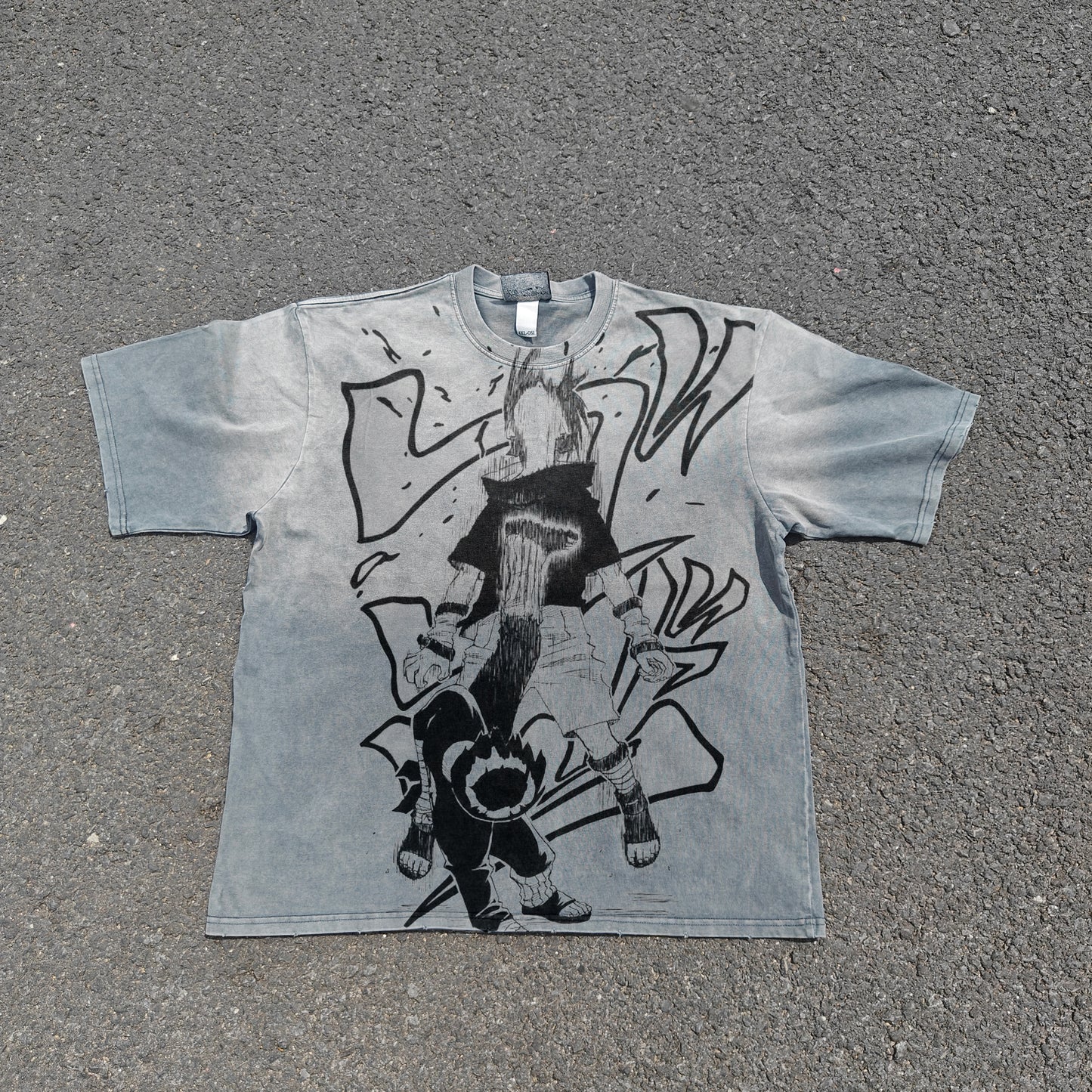 Men's Oversize Vintage T-shirt with Anime Printed Pattern, 100% Cotton Pickled