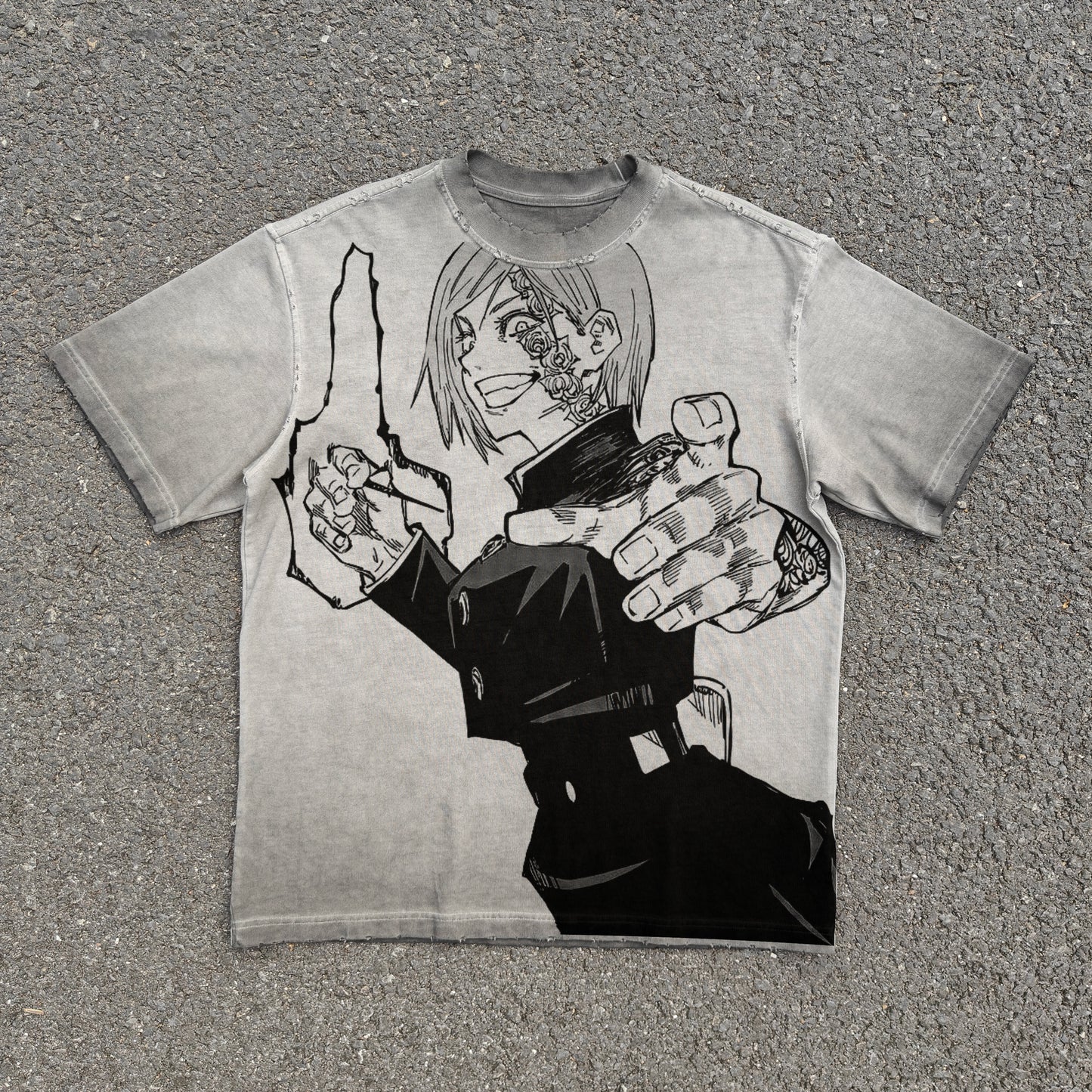 Men's Pickled Vintage T-shirt Anime Large Size Pattern DTG Printed Short Sleeve Oversize Top