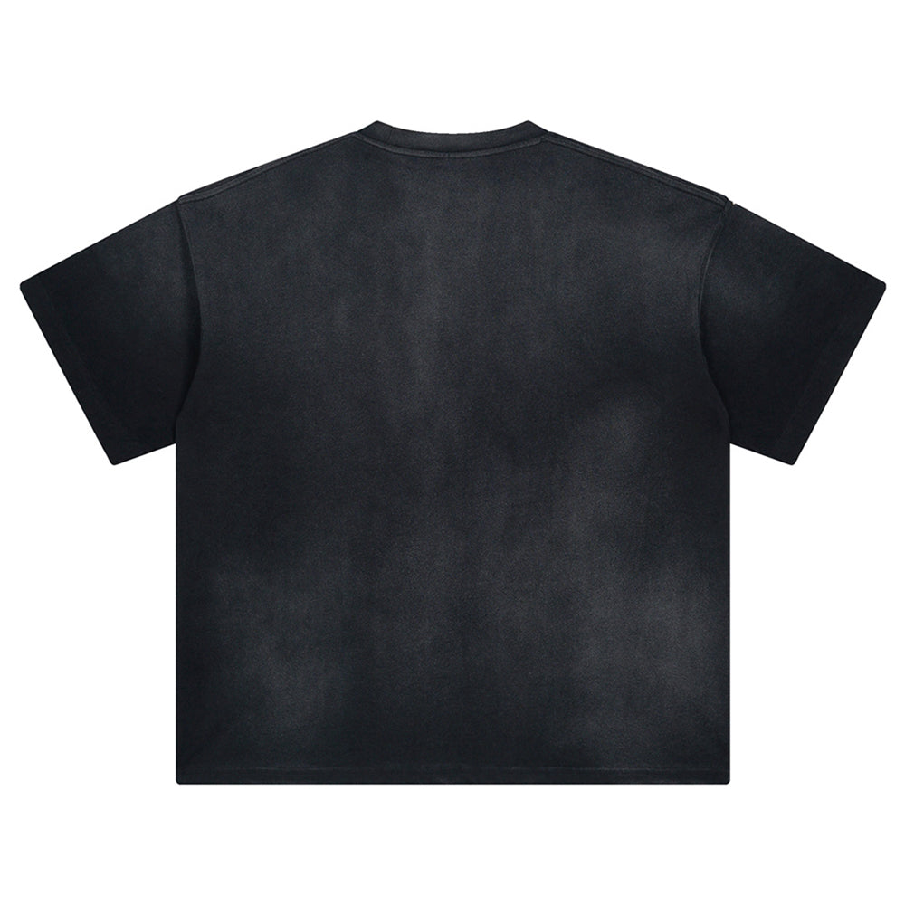 Anime Graphic Print Oversized T-Shirt Summer Streetwear Vintage T Shirt Men Fashion Cotton Top Tee Washed Black Tshirt