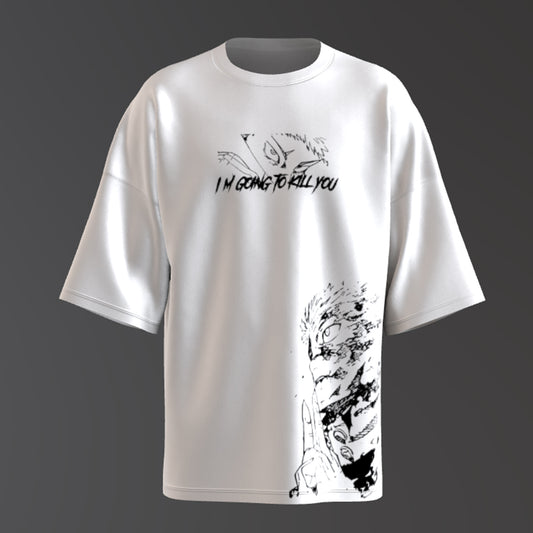 Men's T-shirt Anime JJK Pattern Summer 100% Cotton Short Sleeve Men's Retro Casual White Gym Top