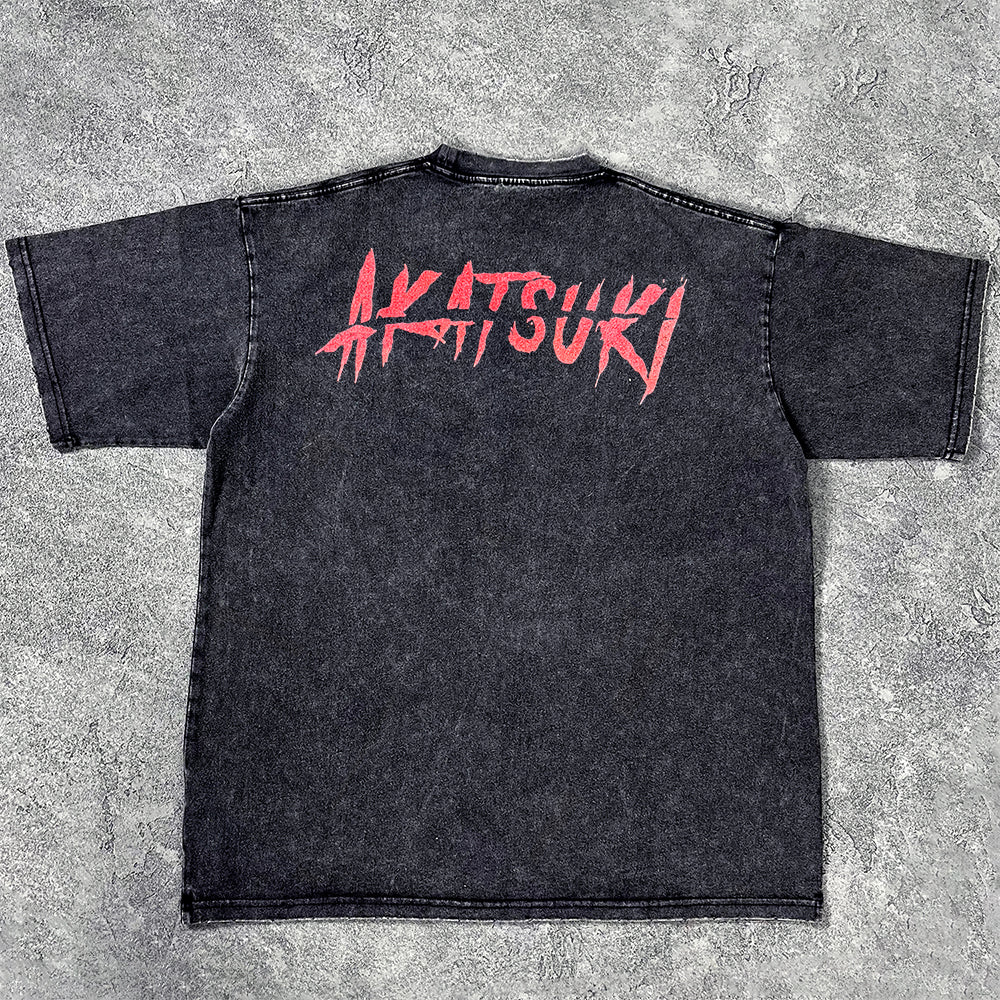 Men's Vintage T-shirt Anime DTG Printed Short Sleeve Top Pickled 100% Cotton Gym Top