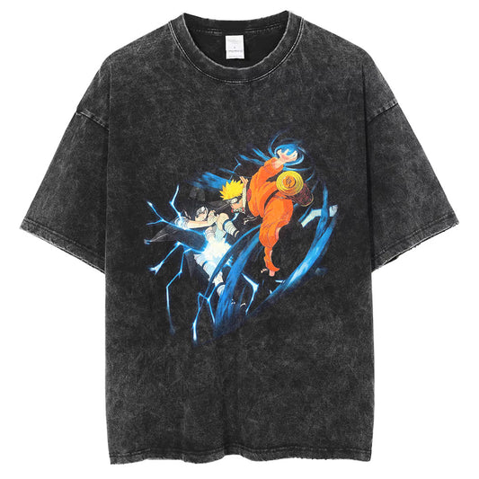 Men Hip Hop Streetwear Washed T Shirt Anime DTG Print Oversize T Shirt Harajuku 100%Cotton Loose Summer Short Sleeve Tshirt