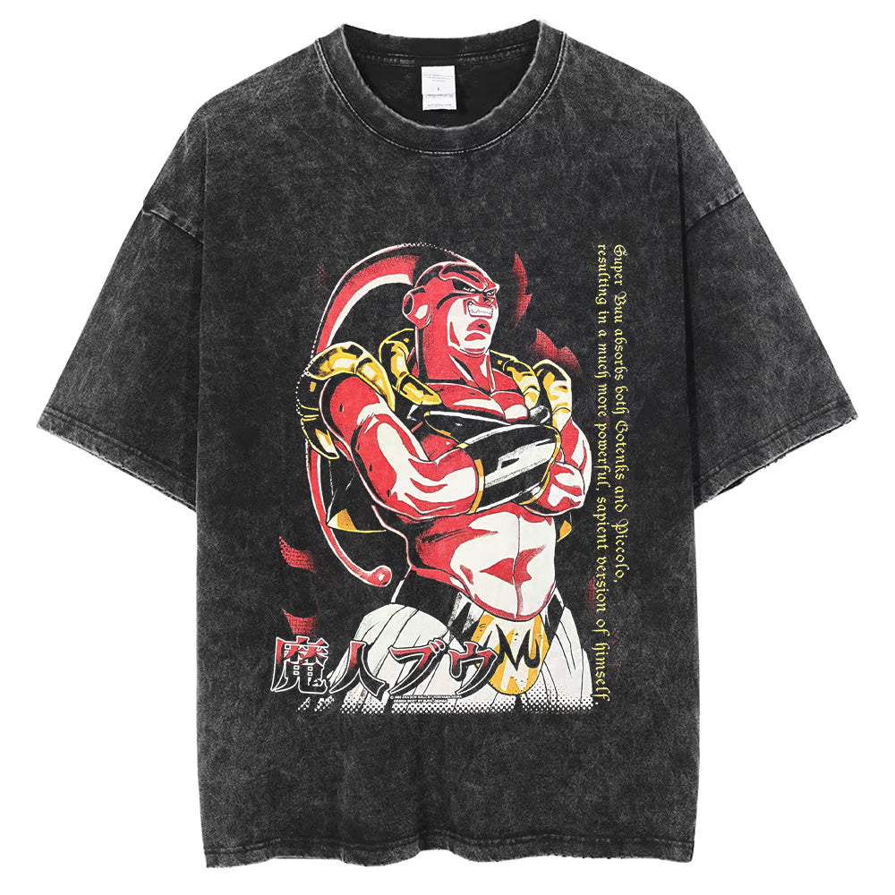Hip Hop Streetwear Men Washed T-Shirt Dragon Ball Anime Graphic Oversized T Shirt Summer Short Sleeve Cotton Tshirt Vintage Tops