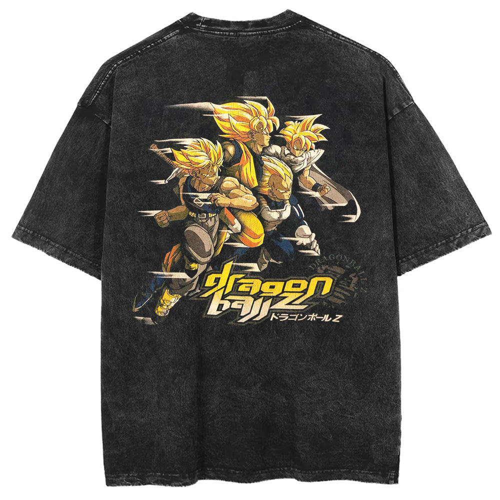 Hip Hop Streetwear Men Washed T-Shirt Dragon Ball Anime Graphic Oversized T Shirt Summer Short Sleeve Cotton Tshirt Vintage