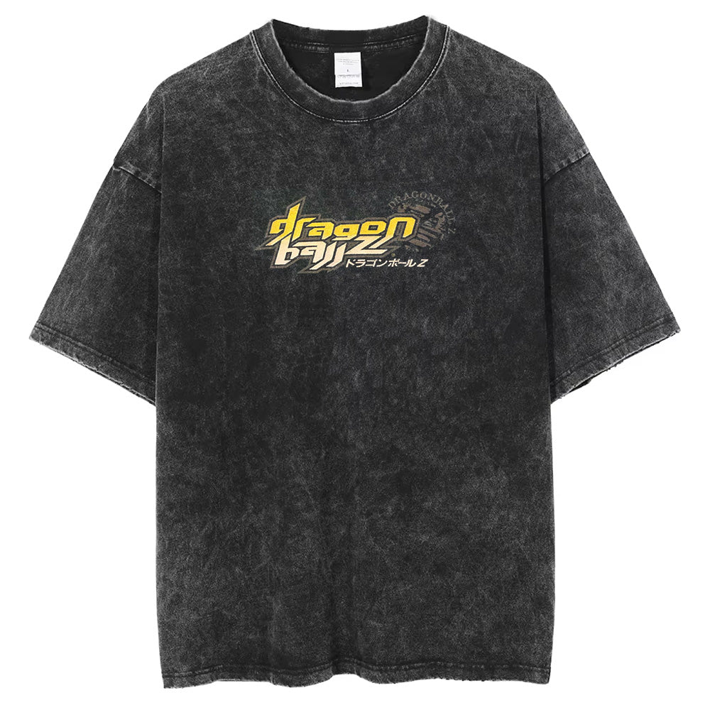 Hip Hop Streetwear Men Washed T-Shirt Dragon Ball Anime Graphic Oversized T Shirt Summer Short Sleeve Cotton Tshirt Vintage