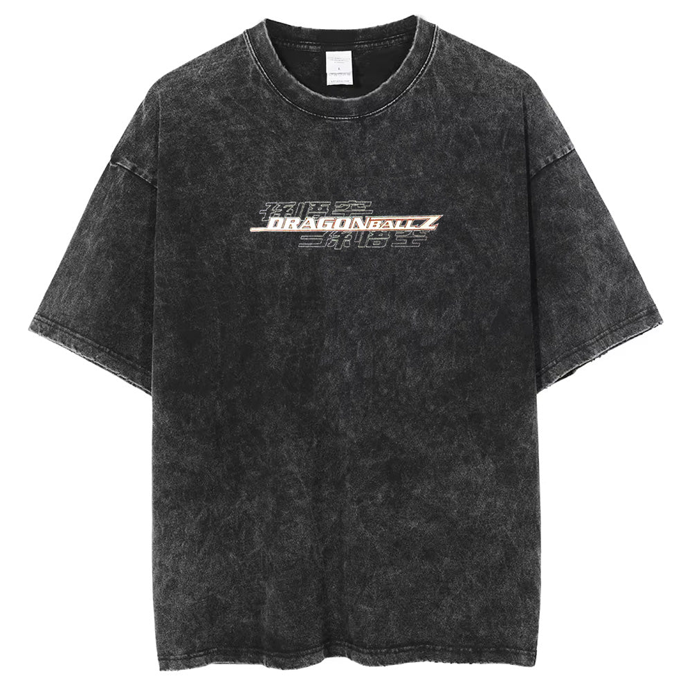 Hip Hop Streetwear Men Washed T-Shirt Dragon Ball Anime Graphic Oversized T Shirt Summer Short Sleeve Cotton Tshirt Vintage