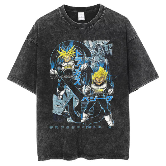 Hip Hop Streetwear Men Washed T-Shirt Dragon Ball Anime Graphic Oversized T Shirt Summer Short Sleeve Cotton Tshirt Vintage Tops