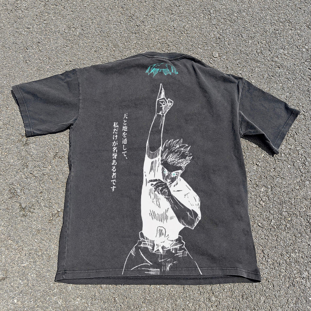 Men's T-shirt Anime DTG Printed Short Sleeve Oversize Unisex JJK Pattern TShirt