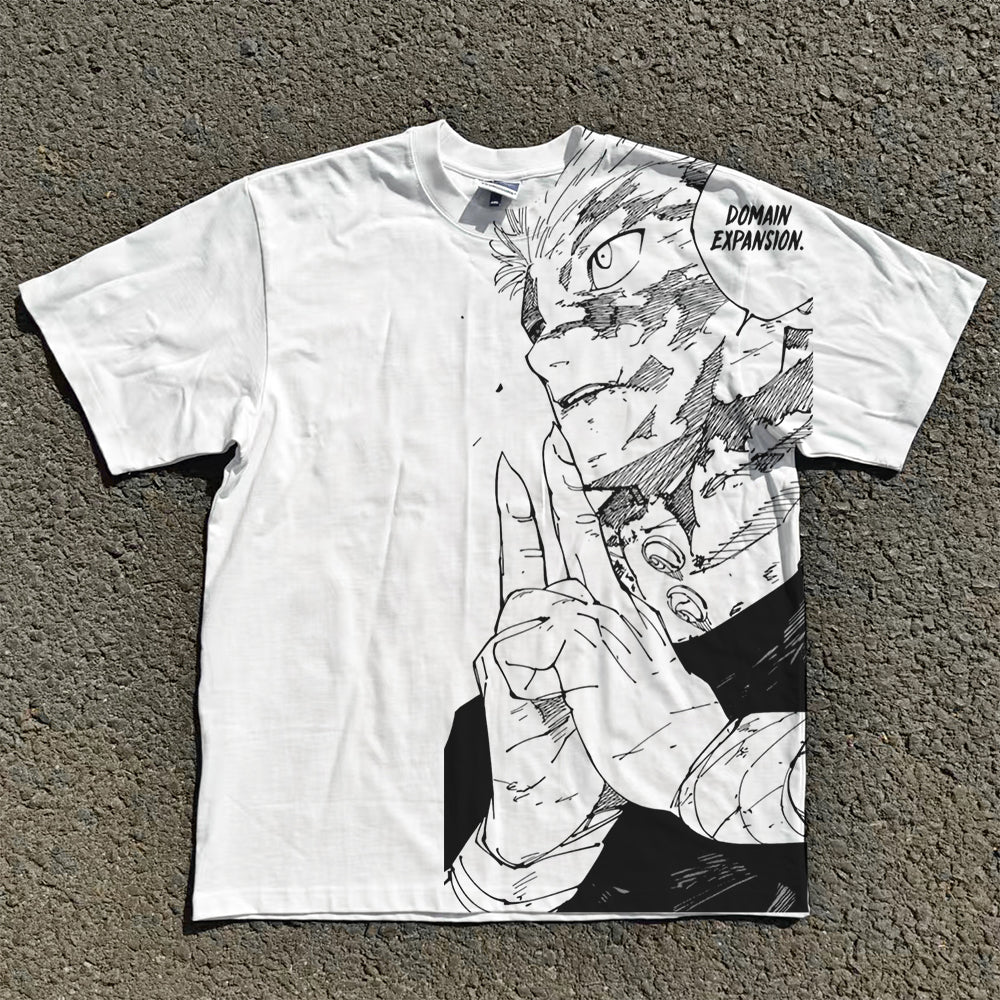 VintageT T-shirt JJK Anime Large Size Printed Short sleeved Summer Short sleeved Shirt for Men Oversize