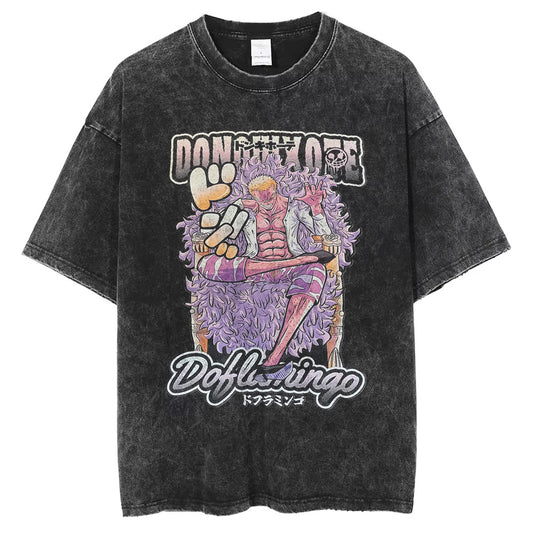 Hip Hop Streetwear Men Washed T Shirt Anime DTG Print Oversize T Shirt Harajuku 250GSM Cotton Summer Short Sleeve Tshirt