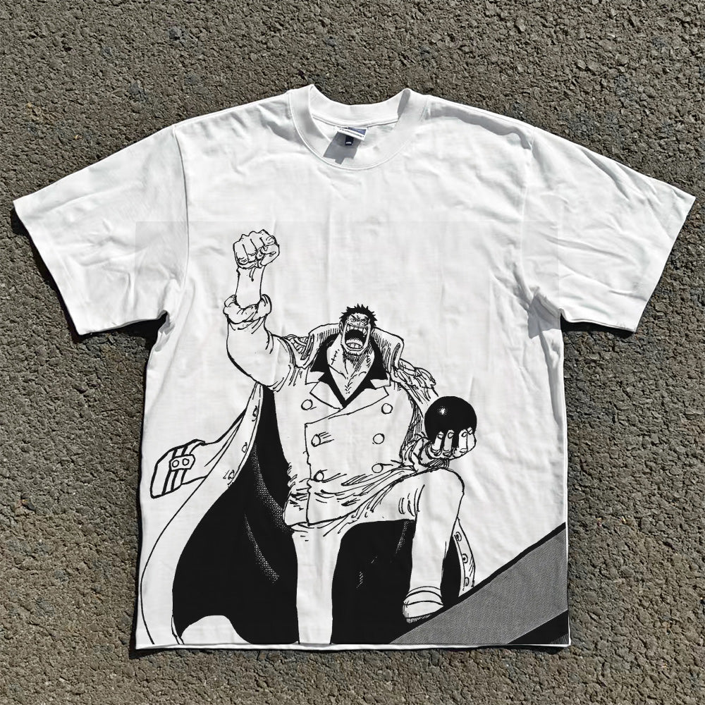 Men's Vintage Anime One Piece DTG Printed T-Shirt Oversized Unisex Top