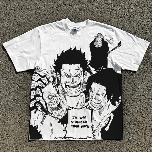 Men's Anime DTG Printed T-Shirt Oversized Pattern Breathable Top Short Sleeved Sports Shirt