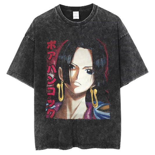 Men Washed T-Shirt Anime DTG Graphic Oversized T Shirt Summer Short Sleeve 100%Cotton Tshirt Vintage Unisex Gym