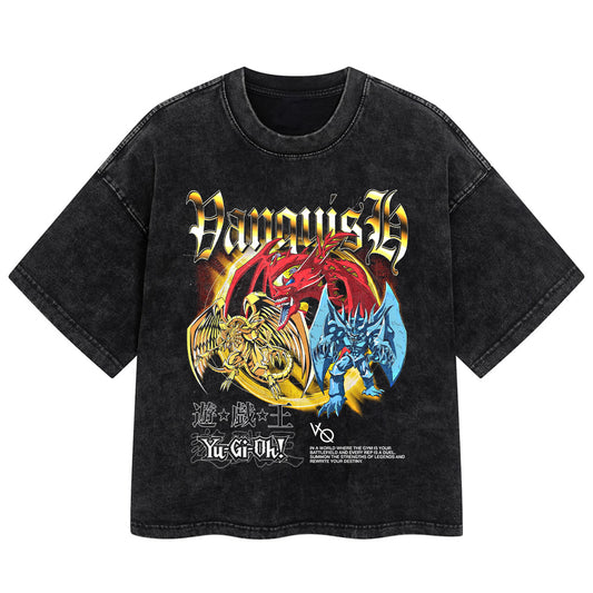 Men's Oversized Acid Wash Anime Gym Shirts Boxy Tshirt