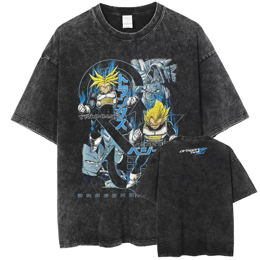 Hip Hop Streetwear Men Washed T-Shirt Dragon Ball Anime Graphic Oversized T Shirt Summer Short Sleeve Cotton Tshirt Vintage