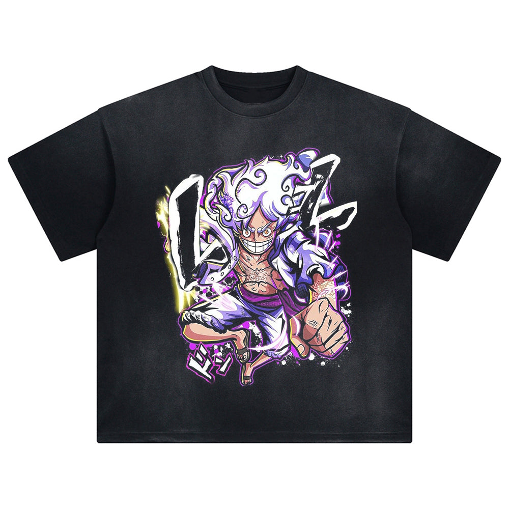 2025 Men Streetwear Harajuku Vintage Anime Cartoon Retro Graphic T-shirt Washed T-Shirt Oversized Men Cotton Tops