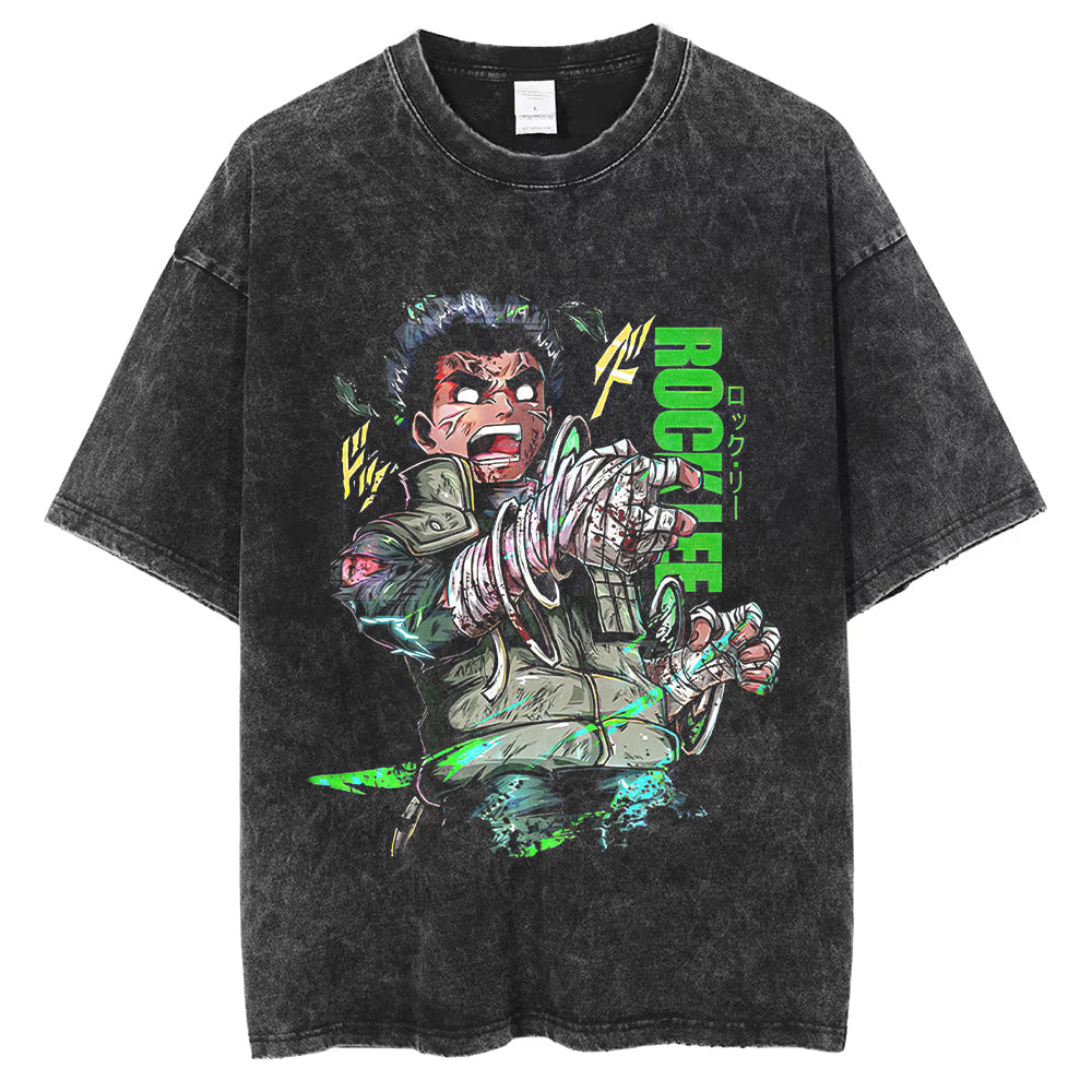 Men Washed T Shirt Summer Vintage Black T-ShirtAnime Print T shirt Fashion Oversize Cotton Top Tee Unisex