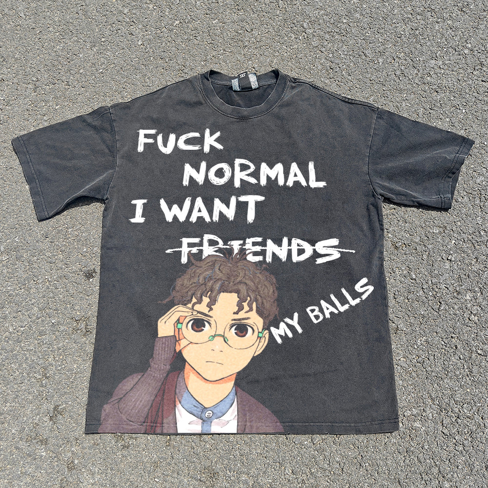 Dan Da Dan Vintage T-shirt  Anime Big Printed Pattern Cotton For Men