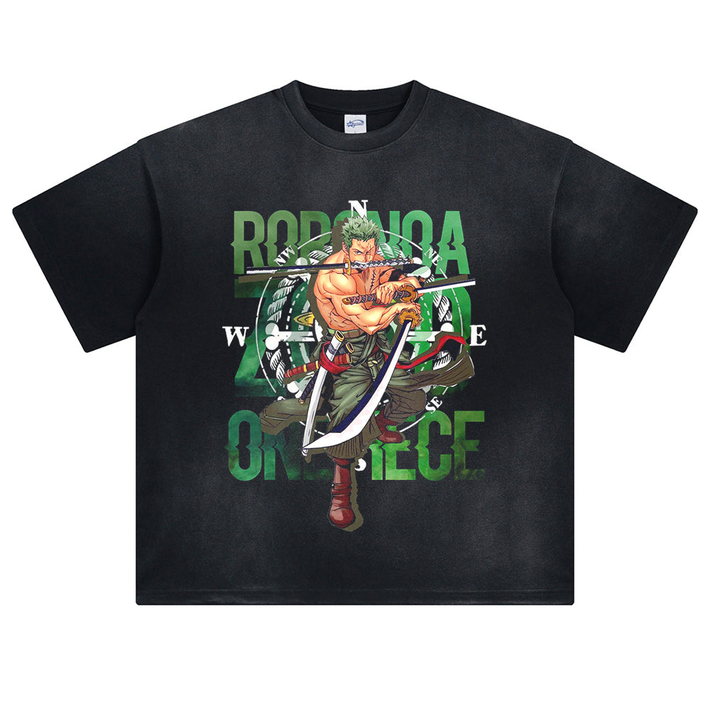 Summer Men Washed Vintage T Shirt Streetwear Japanese Anime Graphic Vintage T-Shirt Hip Hop Harajuku Tshirt Cotton Top Tee Black