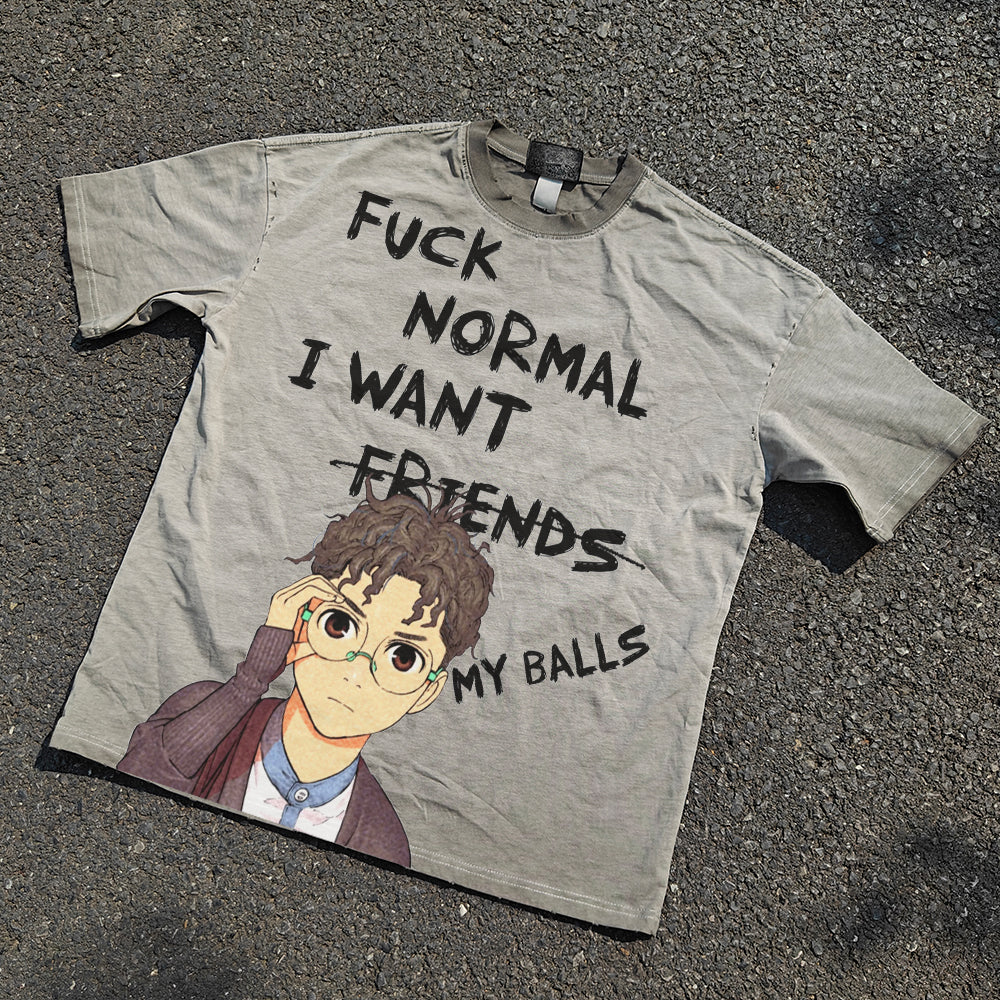 Dan Da Dan Vintage T-shirt  Anime Big Printed Pattern Cotton For Men