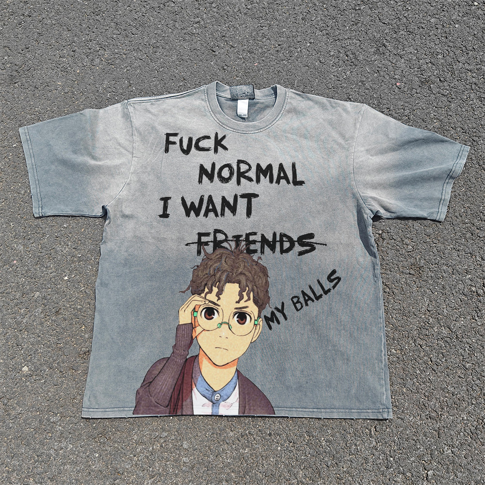 Dan Da Dan Vintage T-shirt  Anime Big Printed Pattern Cotton For Men